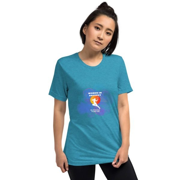 Women in archery (cosmic background) Short sleeve t-shirt