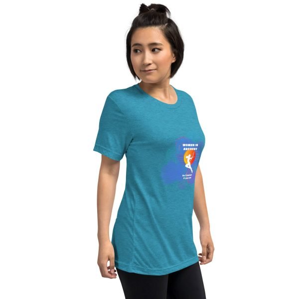Women in archery (cosmic background) Short sleeve t-shirt
