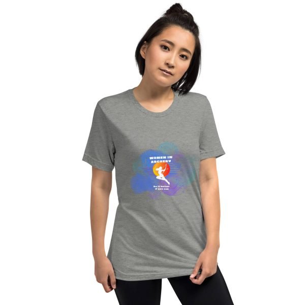 Women in archery (cosmic background) Short sleeve t-shirt