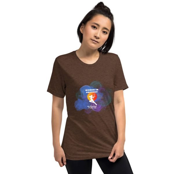 Women in archery (cosmic background) Short sleeve t-shirt