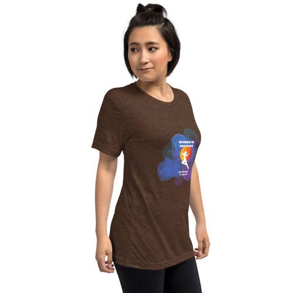 Women in archery (cosmic background) Short sleeve t-shirt