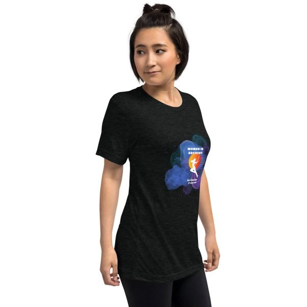 Women in archery (cosmic background) Short sleeve t-shirt