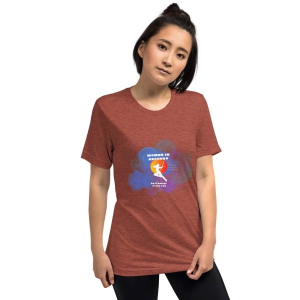 Women in archery (cosmic background) Short sleeve t-shirt