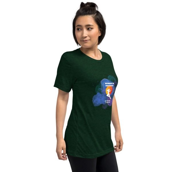 Women in archery (cosmic background) Short sleeve t-shirt