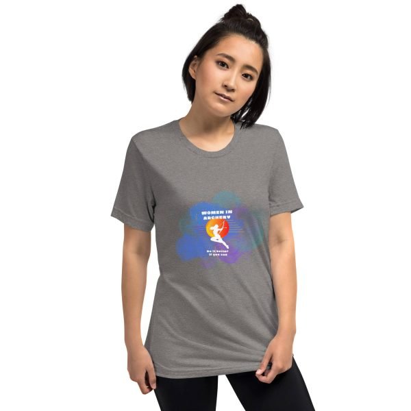 Women in archery (cosmic background) Short sleeve t-shirt