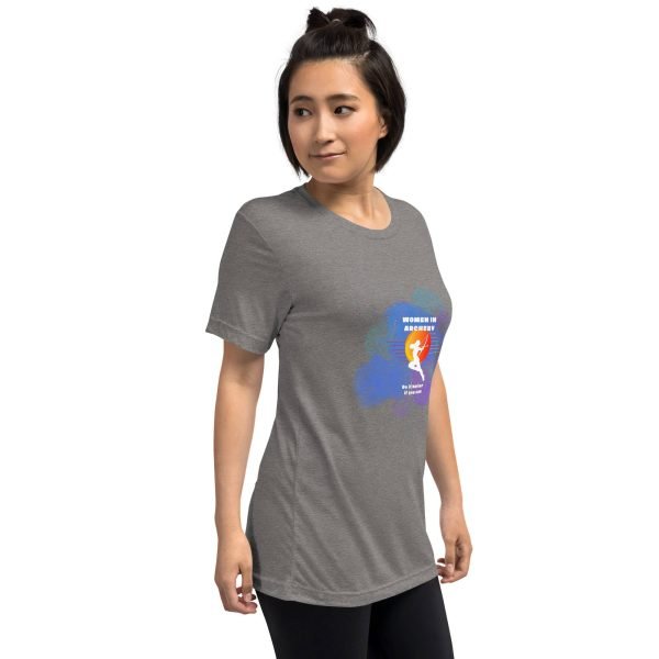 Women in archery (cosmic background) Short sleeve t-shirt