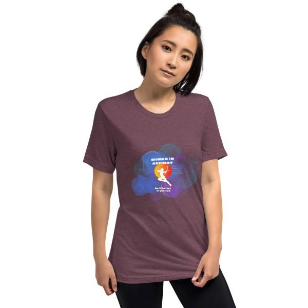 Women in archery (cosmic background) Short sleeve t-shirt