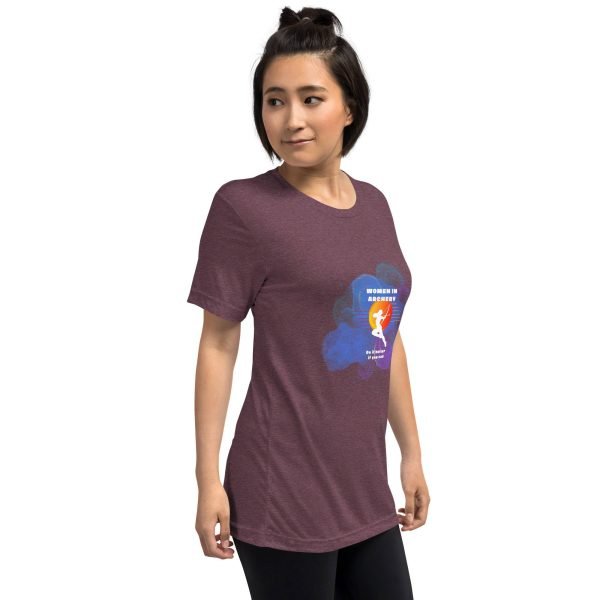 Women in archery (cosmic background) Short sleeve t-shirt