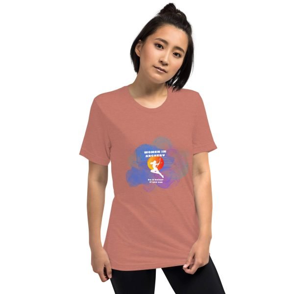 Women in archery (cosmic background) Short sleeve t-shirt