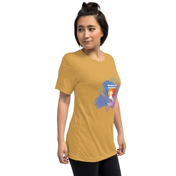 Women in archery (cosmic background) Short sleeve t-shirt