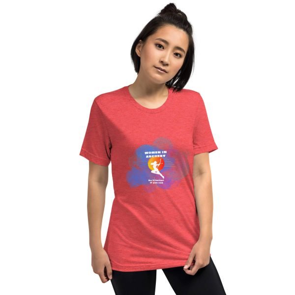 Women in archery (cosmic background) Short sleeve t-shirt