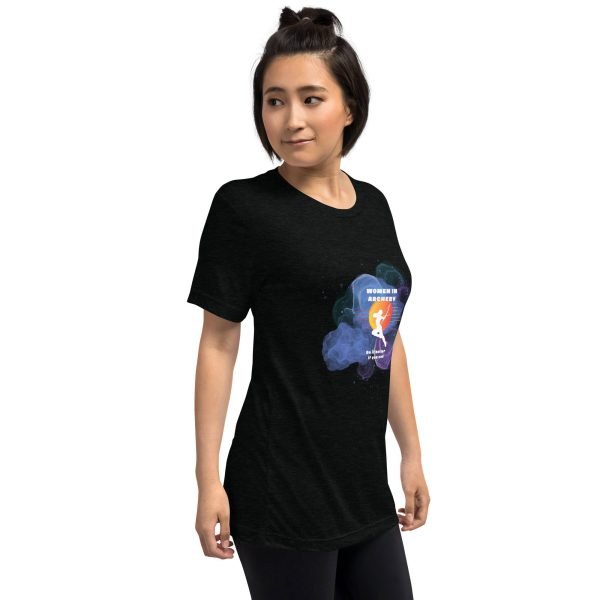 Women in archery (cosmic background) Short sleeve t-shirt